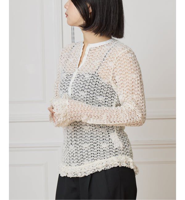 IENA LA BOUCLE「《追加予約》IENA LA BOUCLE antik dantel レースヘンリーネックプルオーバー」|Tシャツ・カットソー|