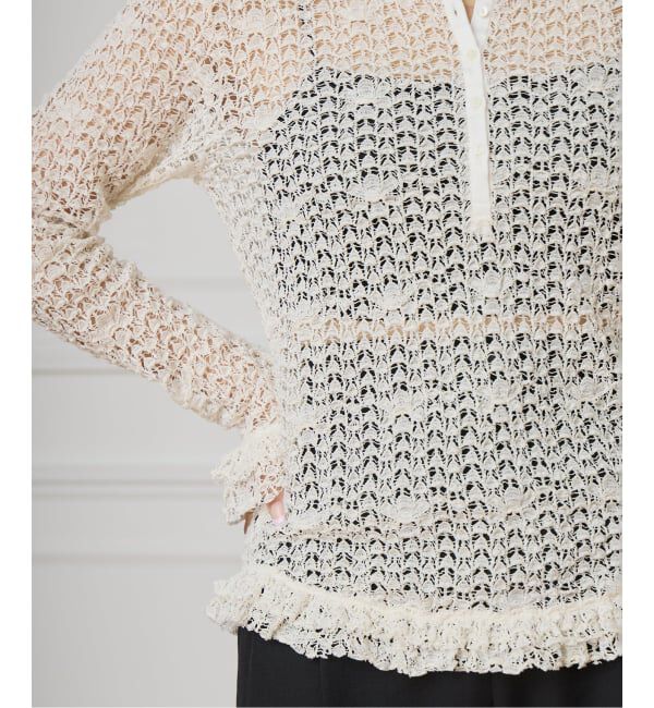 IENA LA BOUCLE「《追加予約》IENA LA BOUCLE antik dantel レースヘンリーネックプルオーバー」|Tシャツ・カットソー|