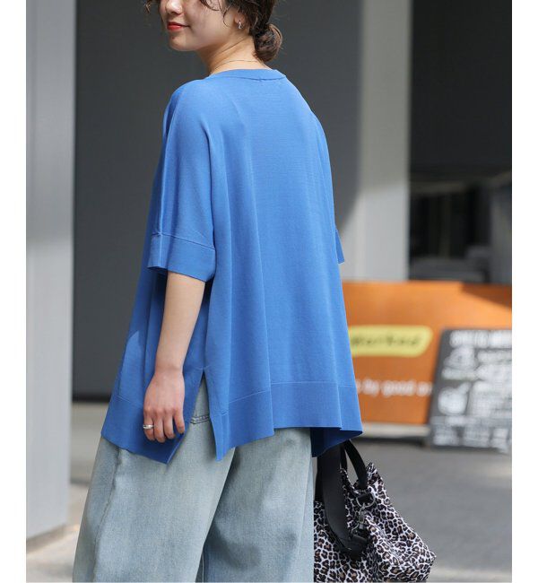 JOURNAL STANDARD relume「《追加2》接触冷感 / ウォッシャブルクールポンチョプルオーバー」|ニット・セーター|ブルー A