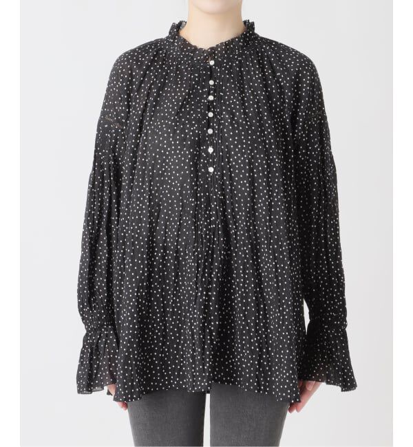 JOURNAL STANDARD relume「《予約》［26SS新作］コットンボイルクリンクルタックフリルプルオーバー（ドット柄）」|シャツ・ブラウス|