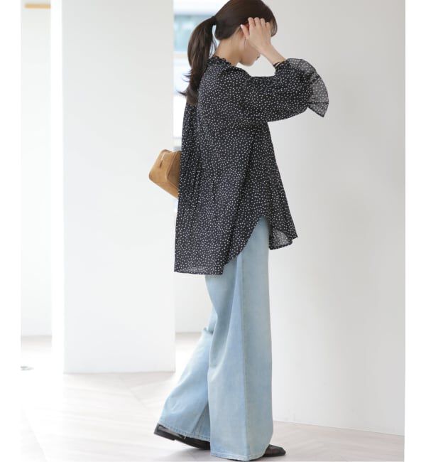 JOURNAL STANDARD relume「《予約》［26SS新作］コットンボイルクリンクルタックフリルプルオーバー（ドット柄）」|シャツ・ブラウス|