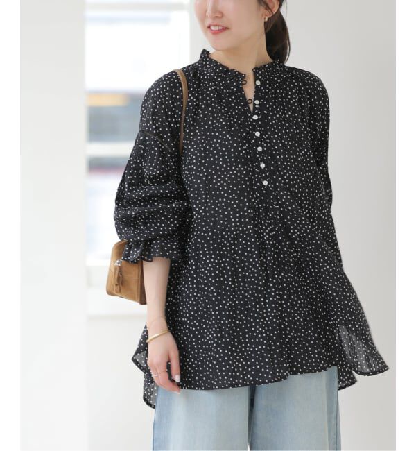 JOURNAL STANDARD relume「《予約》［26SS新作］コットンボイルクリンクルタックフリルプルオーバー（ドット柄）」|シャツ・ブラウス|