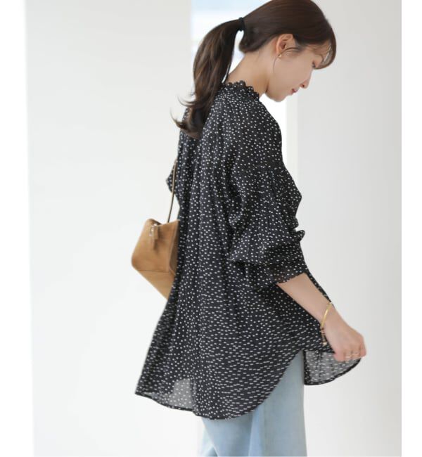 JOURNAL STANDARD relume「《予約》［26SS新作］コットンボイルクリンクルタックフリルプルオーバー（ドット柄）」|シャツ・ブラウス|