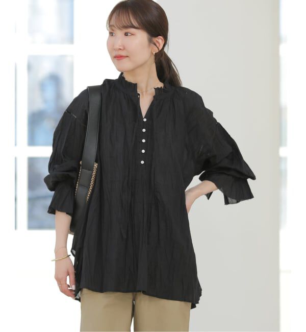 JOURNAL STANDARD relume「《予約》［26SS新作］コットンボイルクリンクルタックフリルプルオーバー」|シャツ・ブラウス|