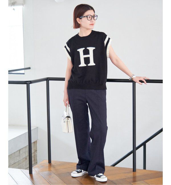 Spick and Span「ロゴジャガード フレンチスリーブニット」|ニット・セーター|