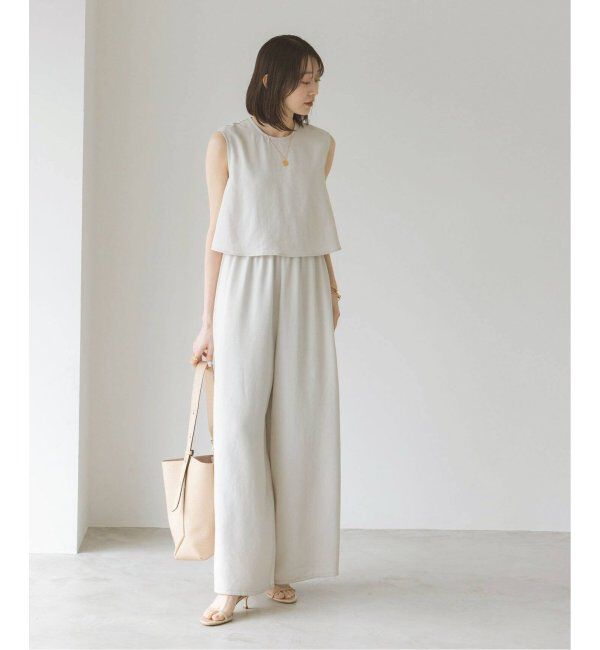 NOBLE「《追加》ダブルクレープスリーブレスオールインワン2」|オールインワン|