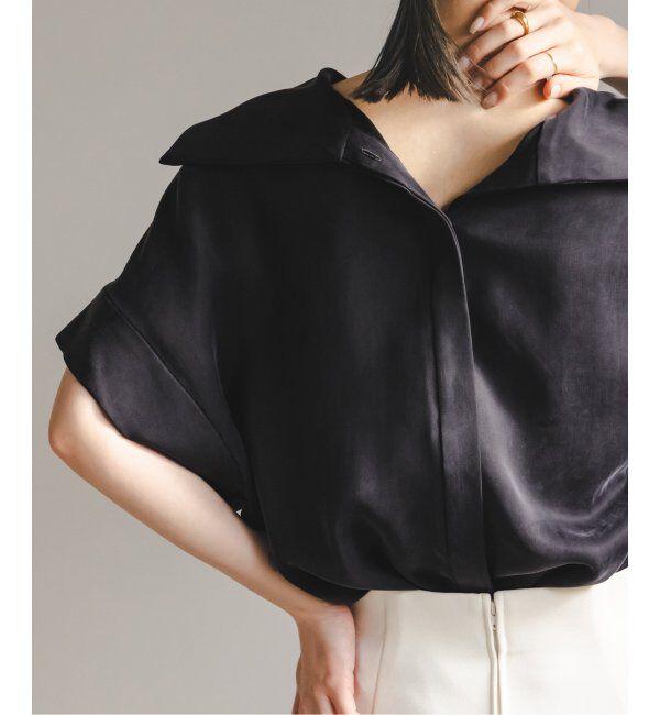 NOBLE「《追加》【洗える】2WAYワイドカラーキュプラブラウス」|シャツ・ブラウス|