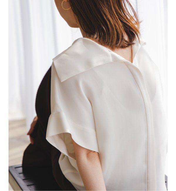 NOBLE「《追加》【洗える】2WAYワイドカラーキュプラブラウス」|シャツ・ブラウス|