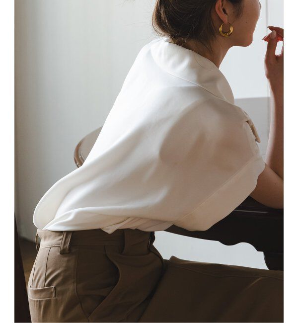 NOBLE「《追加》【洗える】2WAYワイドカラーキュプラブラウス」|シャツ・ブラウス|