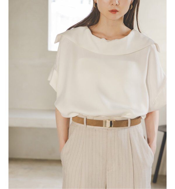 NOBLE「《追加》【洗える】2WAYワイドカラーキュプラブラウス」|シャツ・ブラウス|