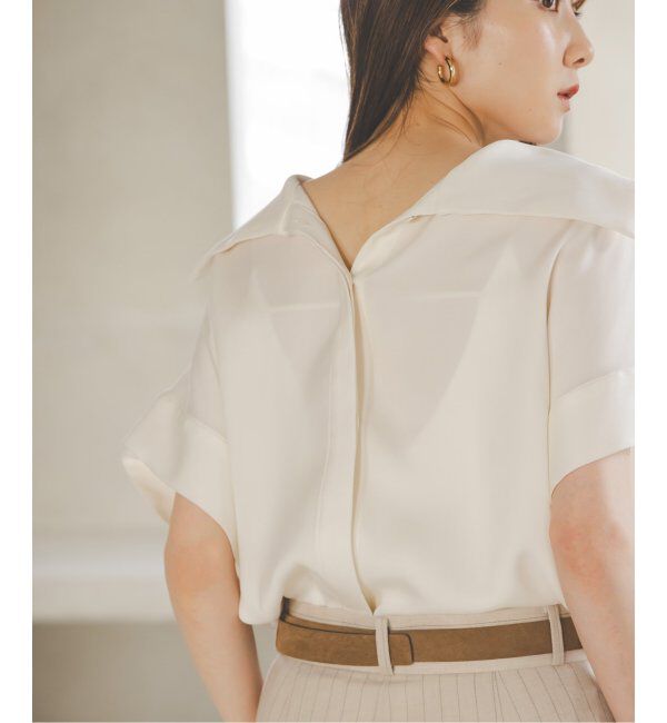 NOBLE「《追加》【洗える】2WAYワイドカラーキュプラブラウス」|シャツ・ブラウス|