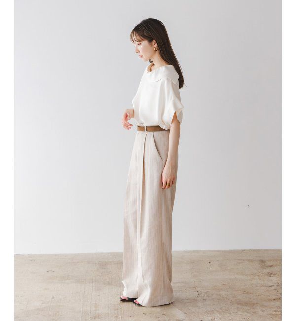 NOBLE「《追加》【洗える】2WAYワイドカラーキュプラブラウス」|シャツ・ブラウス|