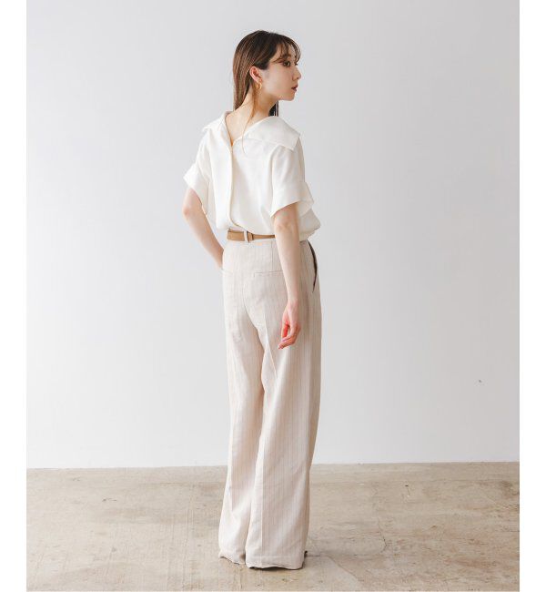 NOBLE「《追加》【洗える】2WAYワイドカラーキュプラブラウス」|シャツ・ブラウス|