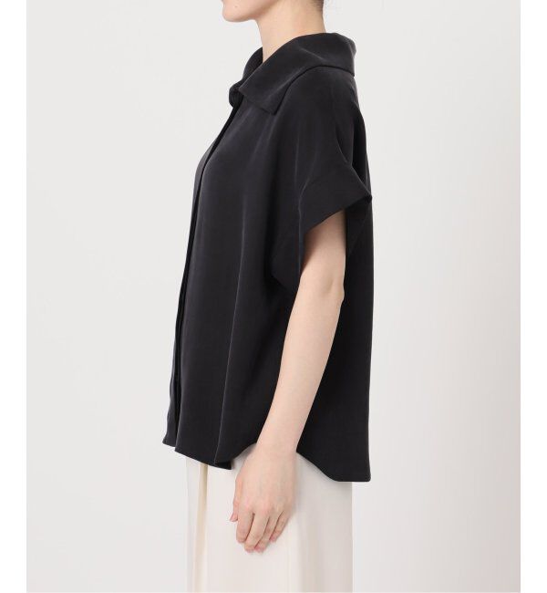 NOBLE「《追加》【洗える】2WAYワイドカラーキュプラブラウス」|シャツ・ブラウス|