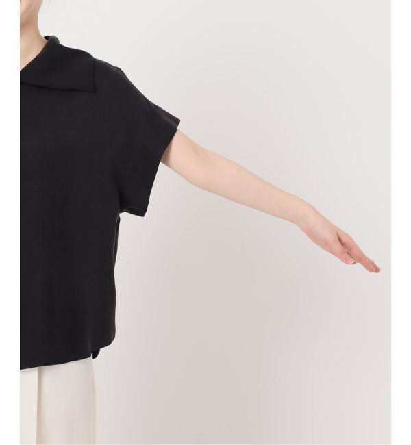 NOBLE「《追加》【洗える】2WAYワイドカラーキュプラブラウス」|シャツ・ブラウス|