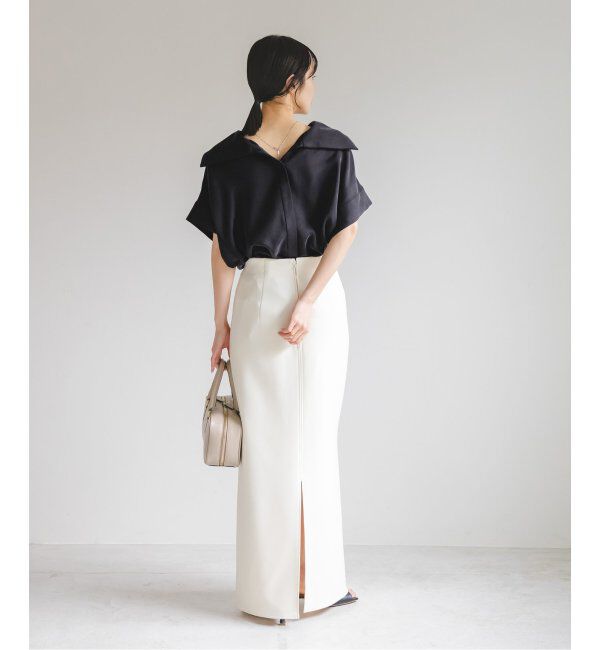 NOBLE「《追加》【洗える】2WAYワイドカラーキュプラブラウス」|シャツ・ブラウス|