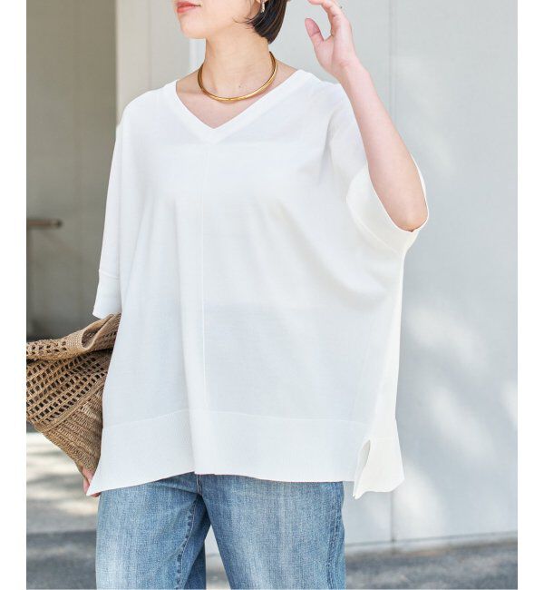 Spick and Span「《一部店舗+WEB限定追加》14GWASHABLE2WAYポンチョプルオーバー」|ニット・セーター|ホワイト