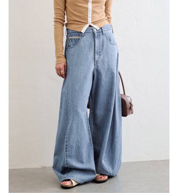 U by SPICK&SPAN「《追加》フローストルーズバレルレッグデニム」|デニム|ブルー A