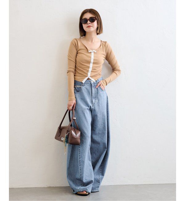 U by SPICK&SPAN「《追加》フローストルーズバレルレッグデニム」|デニム|