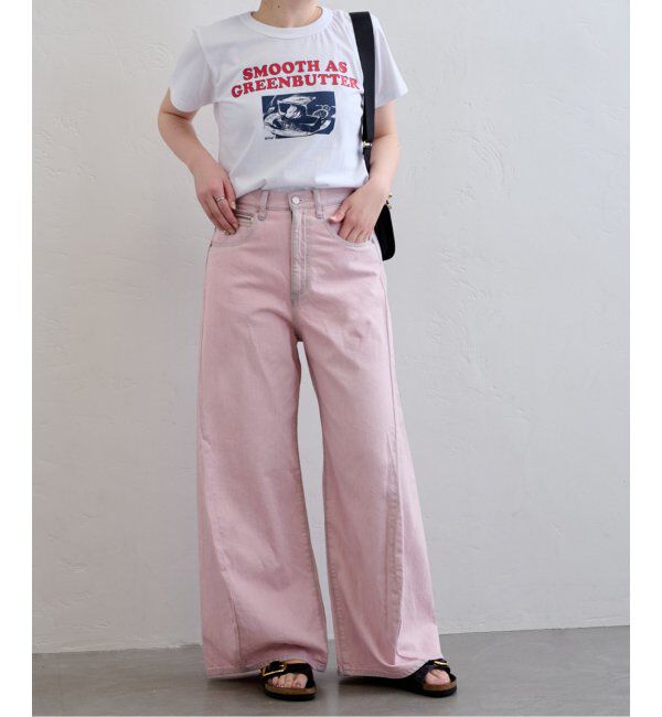 U by SPICK&SPAN「《追加》フローストルーズバレルレッグデニム」|デニム|ピンク