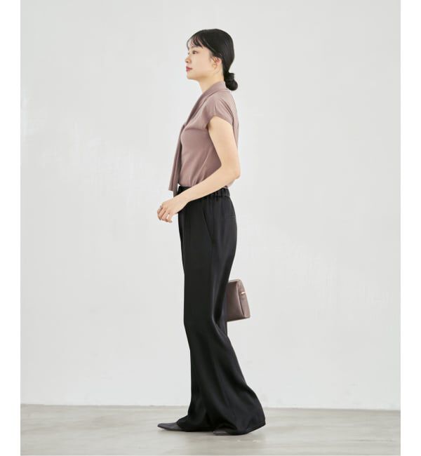 NOBLE「《予約・新色》ルナサテンナローフレアタックパンツ」|スラックス|