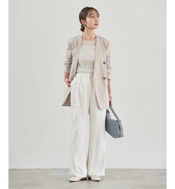 NOBLE「《予約・新色》ルナサテンナローフレアタックパンツ」|スラックス|