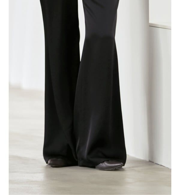 NOBLE「《予約・新色》ルナサテンナローフレアタックパンツ」|スラックス|