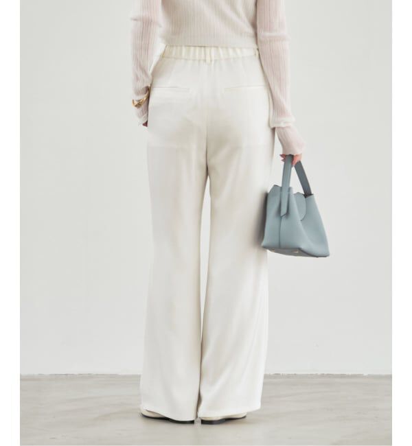 NOBLE「《予約・新色》ルナサテンナローフレアタックパンツ」|スラックス|