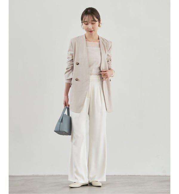 NOBLE「《予約・新色》ルナサテンナローフレアタックパンツ」|スラックス|