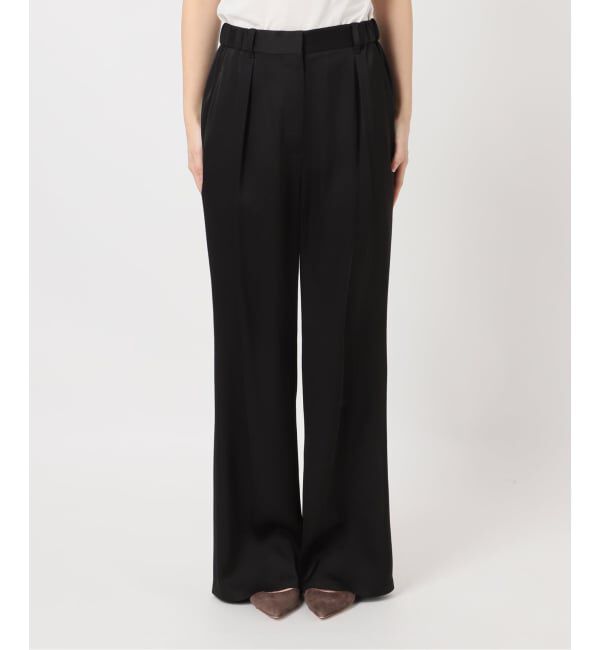 NOBLE「《予約・新色》ルナサテンナローフレアタックパンツ」|スラックス|