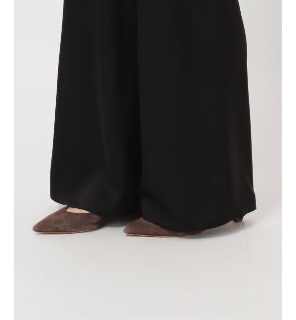 NOBLE「《予約・新色》ルナサテンナローフレアタックパンツ」|スラックス|
