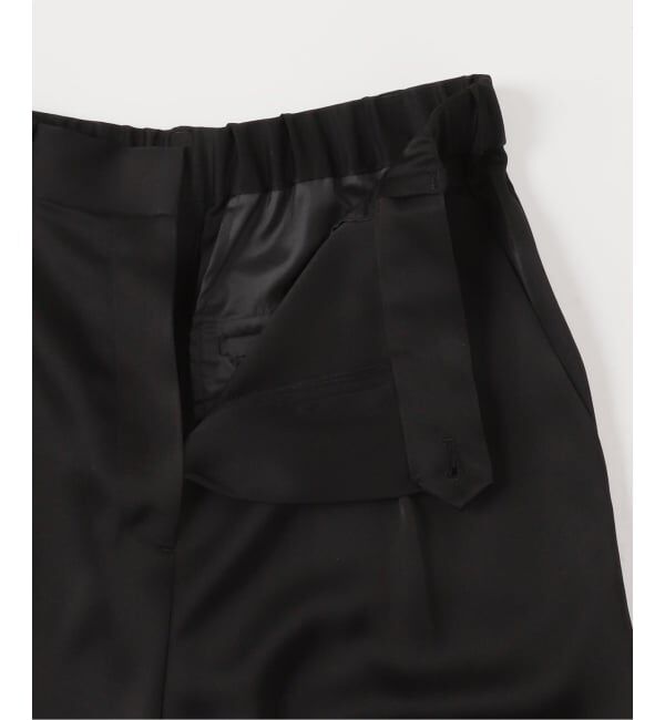 NOBLE「《予約・新色》ルナサテンナローフレアタックパンツ」|スラックス|