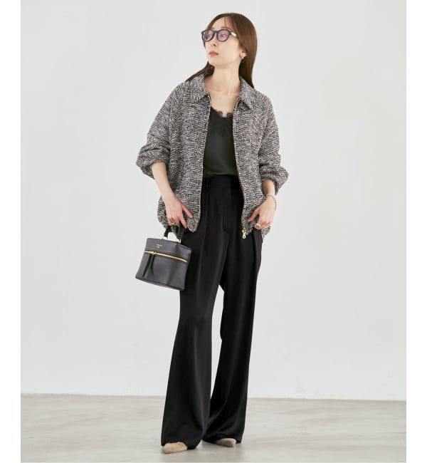 NOBLE「《予約・新色》ルナサテンナローフレアタックパンツ」|スラックス|