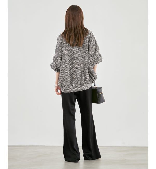 NOBLE「《予約・新色》ルナサテンナローフレアタックパンツ」|スラックス|