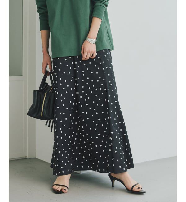 Spick and Span「《予約》ドットサテンフレアスカート」|スカート|