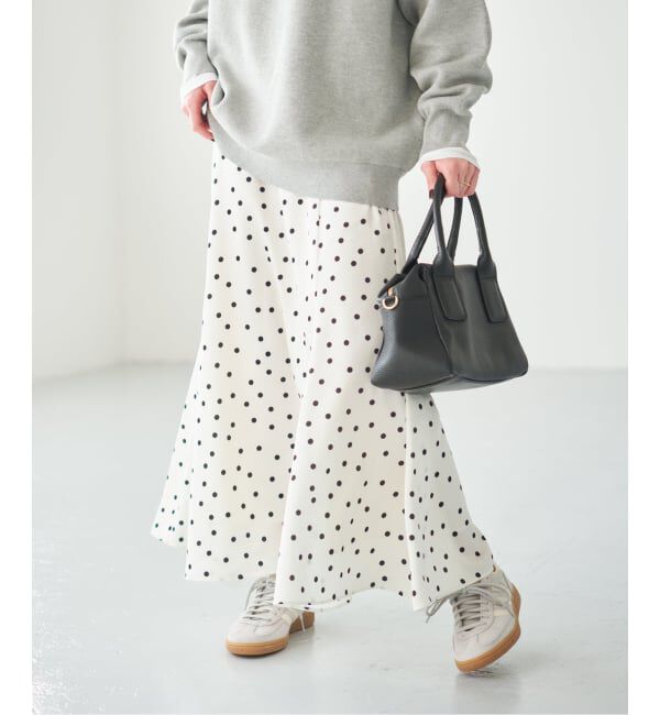 Spick and Span「《予約》ドットサテンフレアスカート」|スカート|