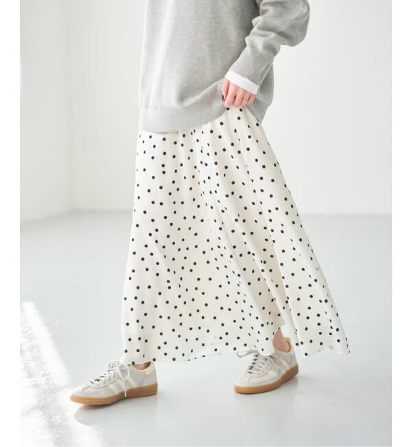 Spick and Span「《予約》ドットサテンフレアスカート」|スカート|