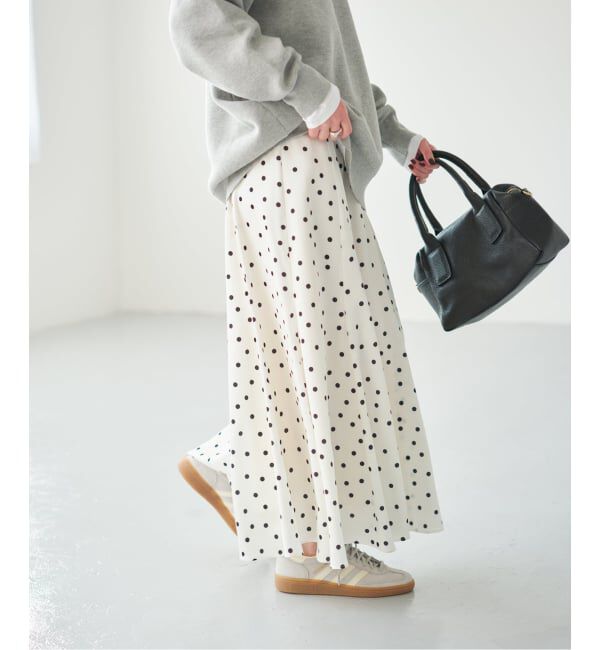Spick and Span「《予約》ドットサテンフレアスカート」|スカート|