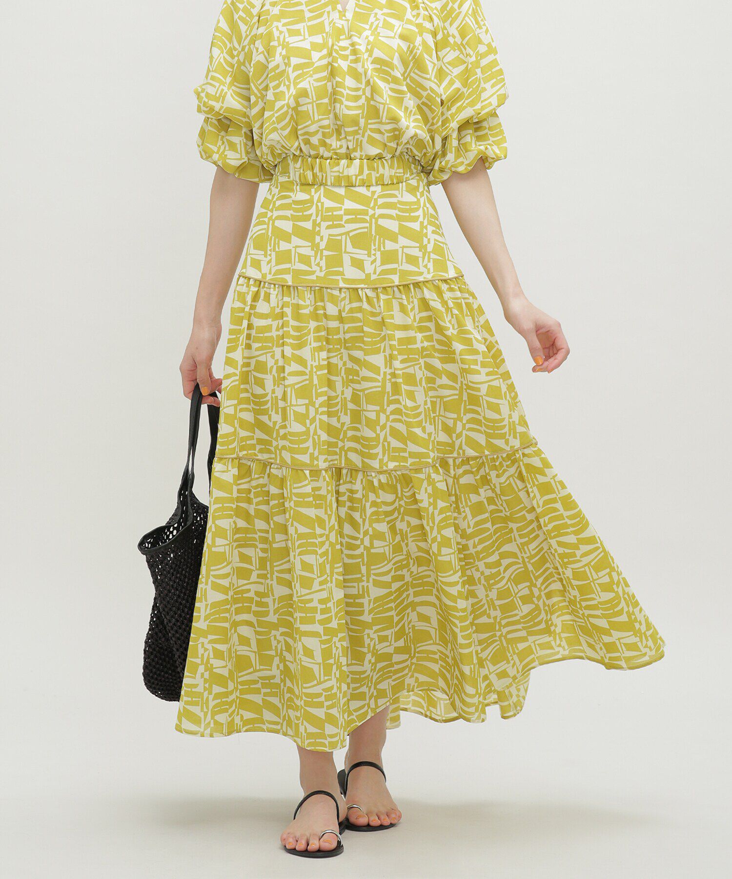 nano･universe「LB.03/幾何学柄ティアードスカート」|スカート|