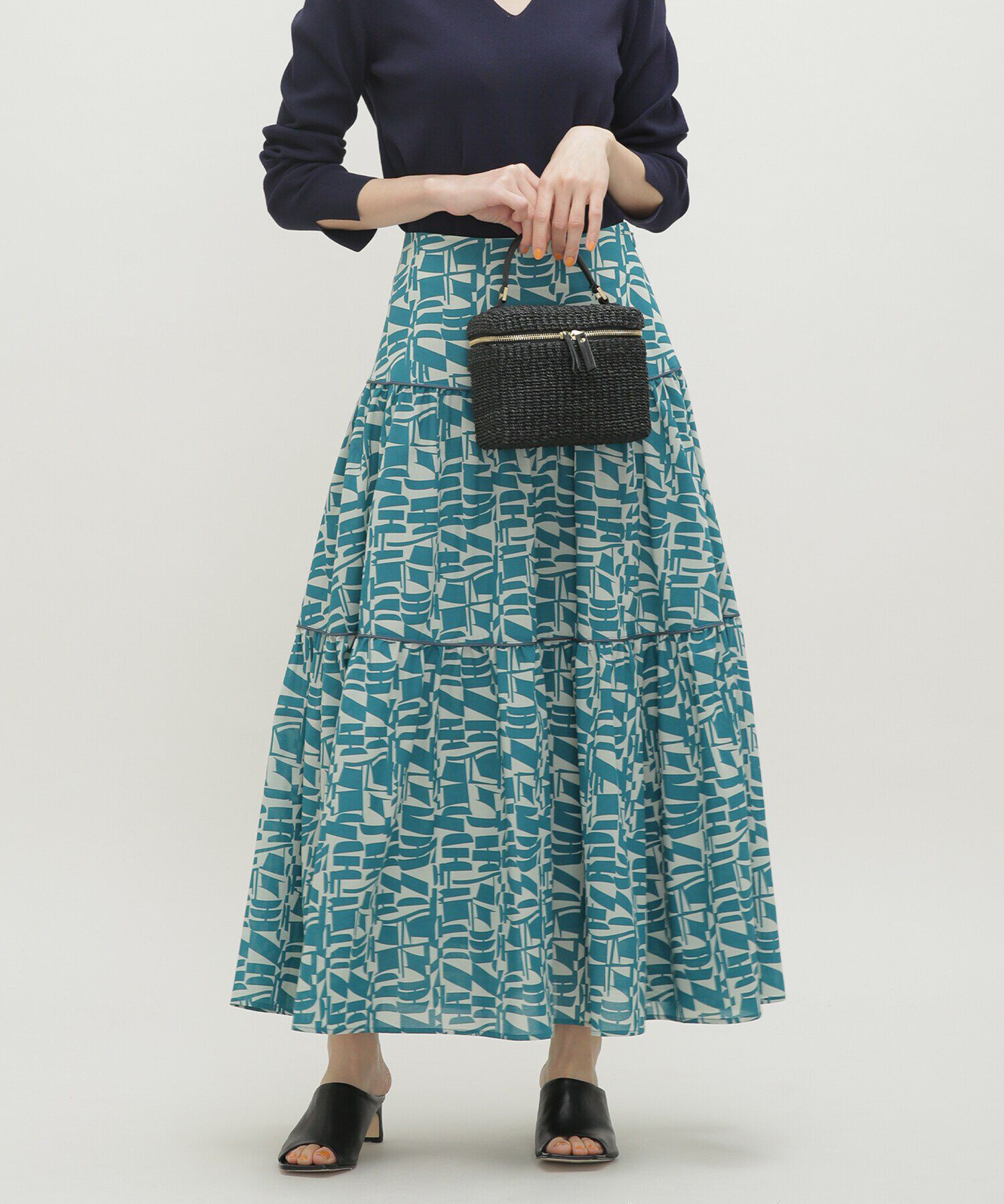 nano･universe「LB.03/幾何学柄ティアードスカート」|スカート|