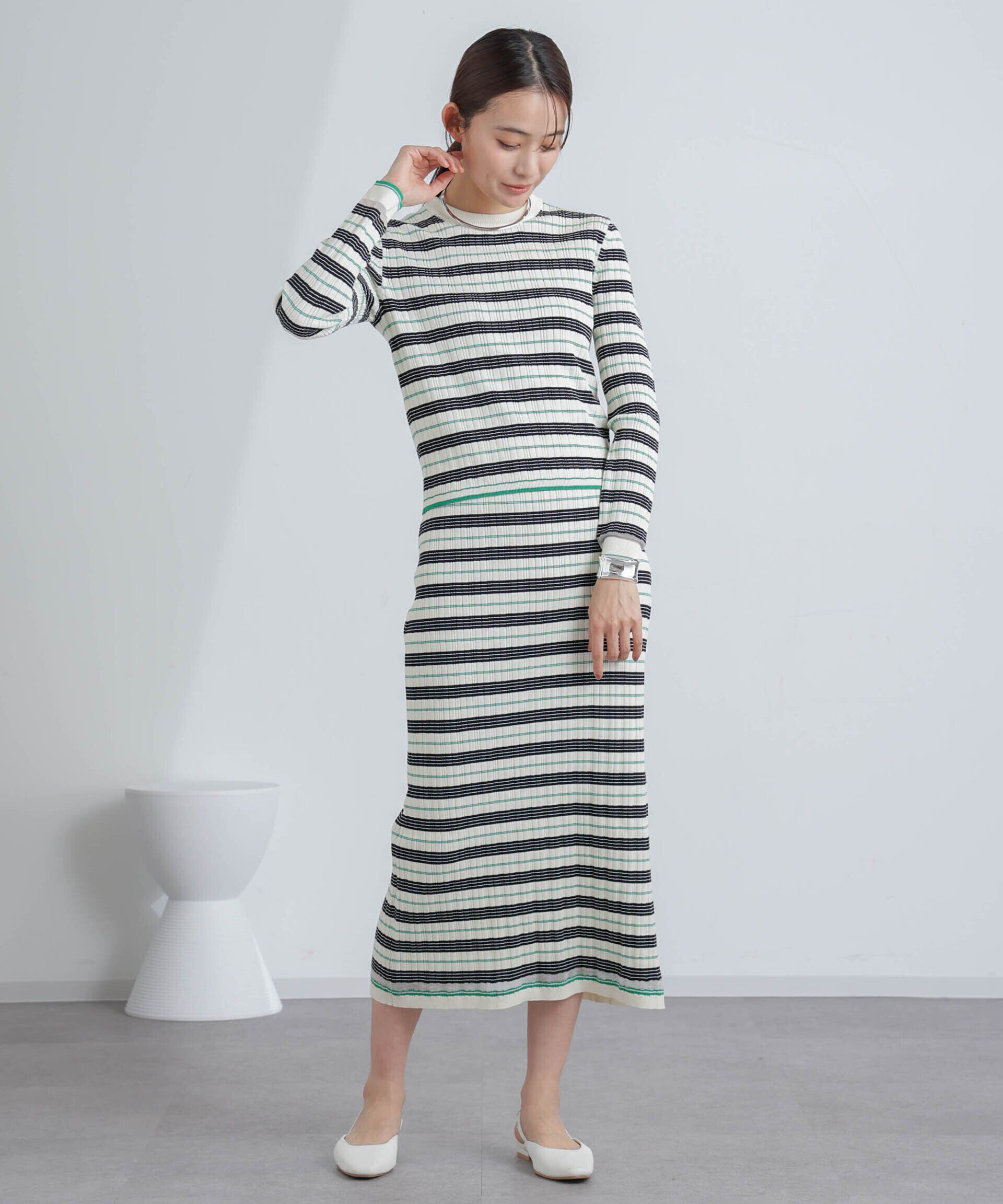 nano･universe「ランダムリブボーダースカート(セットアップ可)」|スカート|