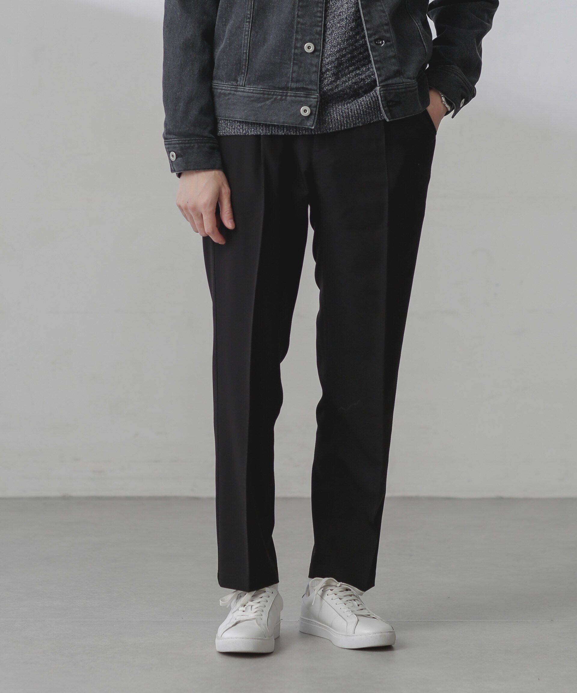 nano･universe「ALWAYS EASY ワンタックスラックス」|スラックス|ブラック