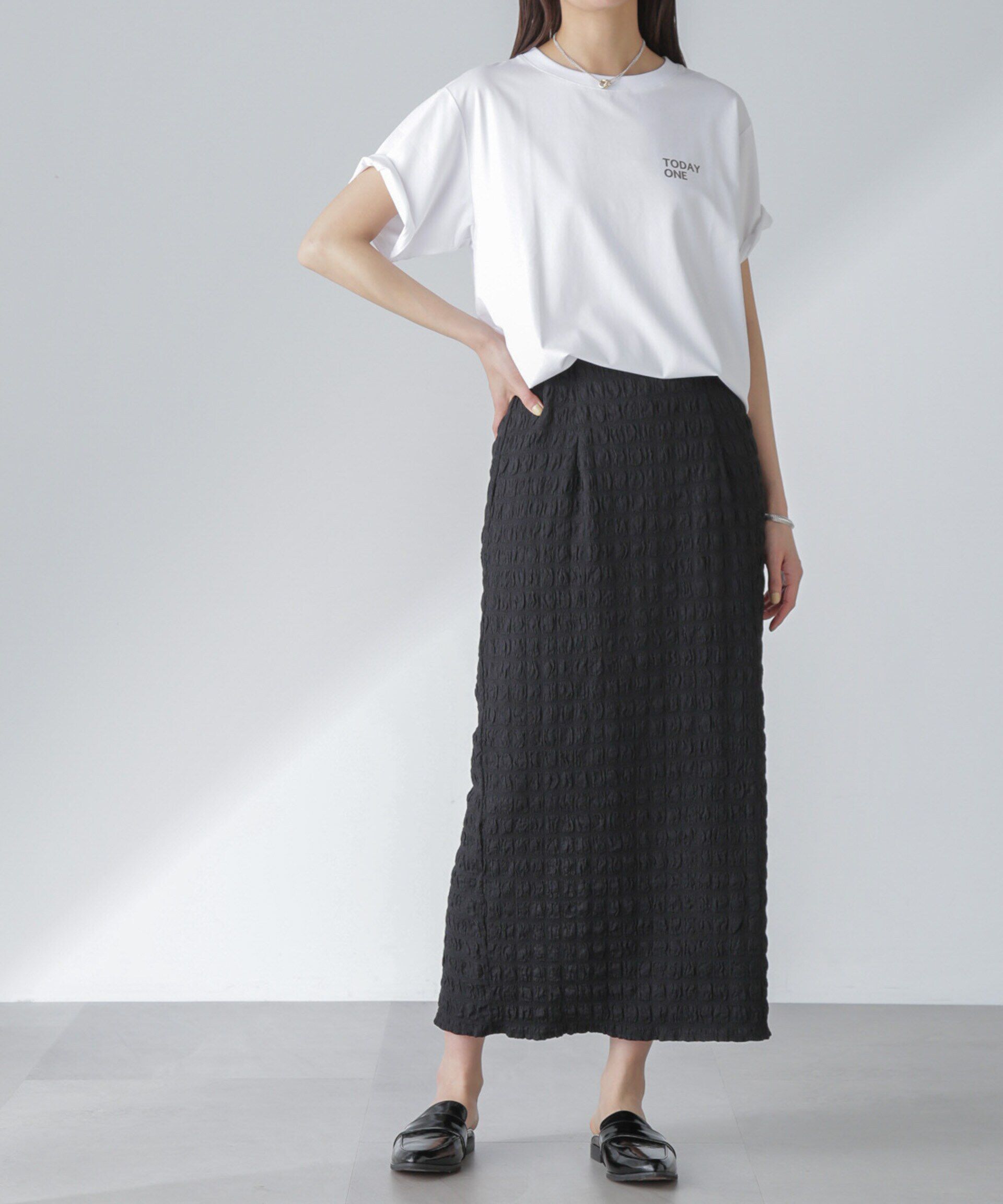 nano･universe「フクレシャーリングタイトスカート（セットアップ可）」|スカート|