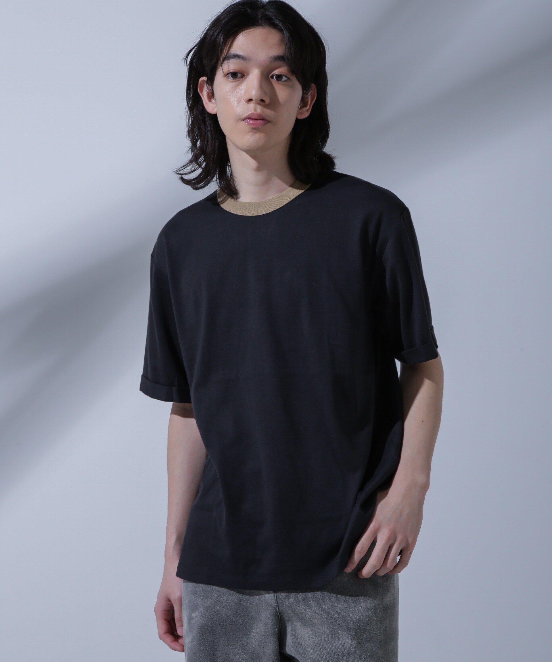 nano･universe「Anti Soaked 汗染み防止 リンガーネックTシャツ」|Tシャツ・カットソー|