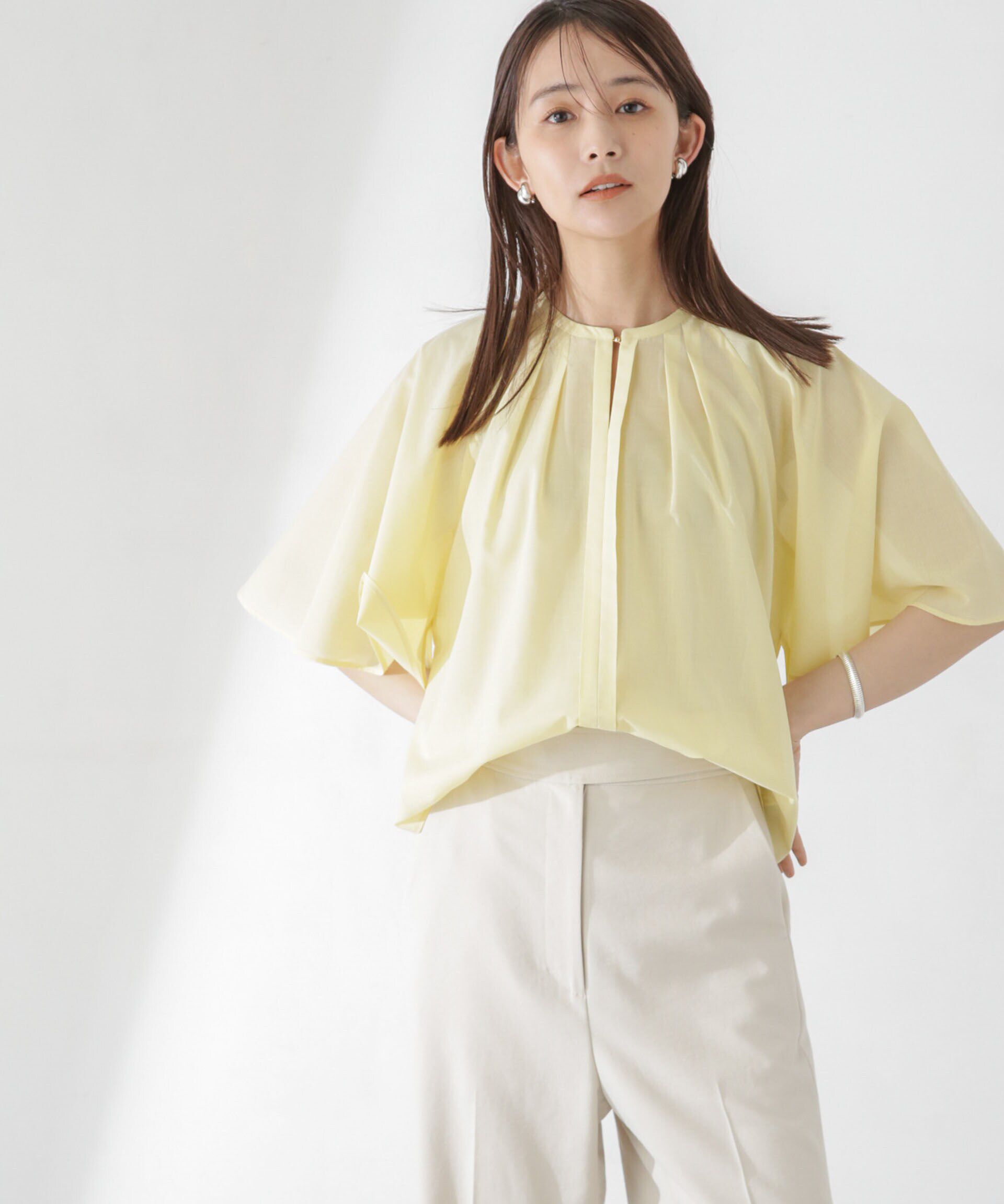 nano･universe「レオファインフレアスリーブブラウス(セットアップ可)」|シャツ・ブラウス|L.イエロー1