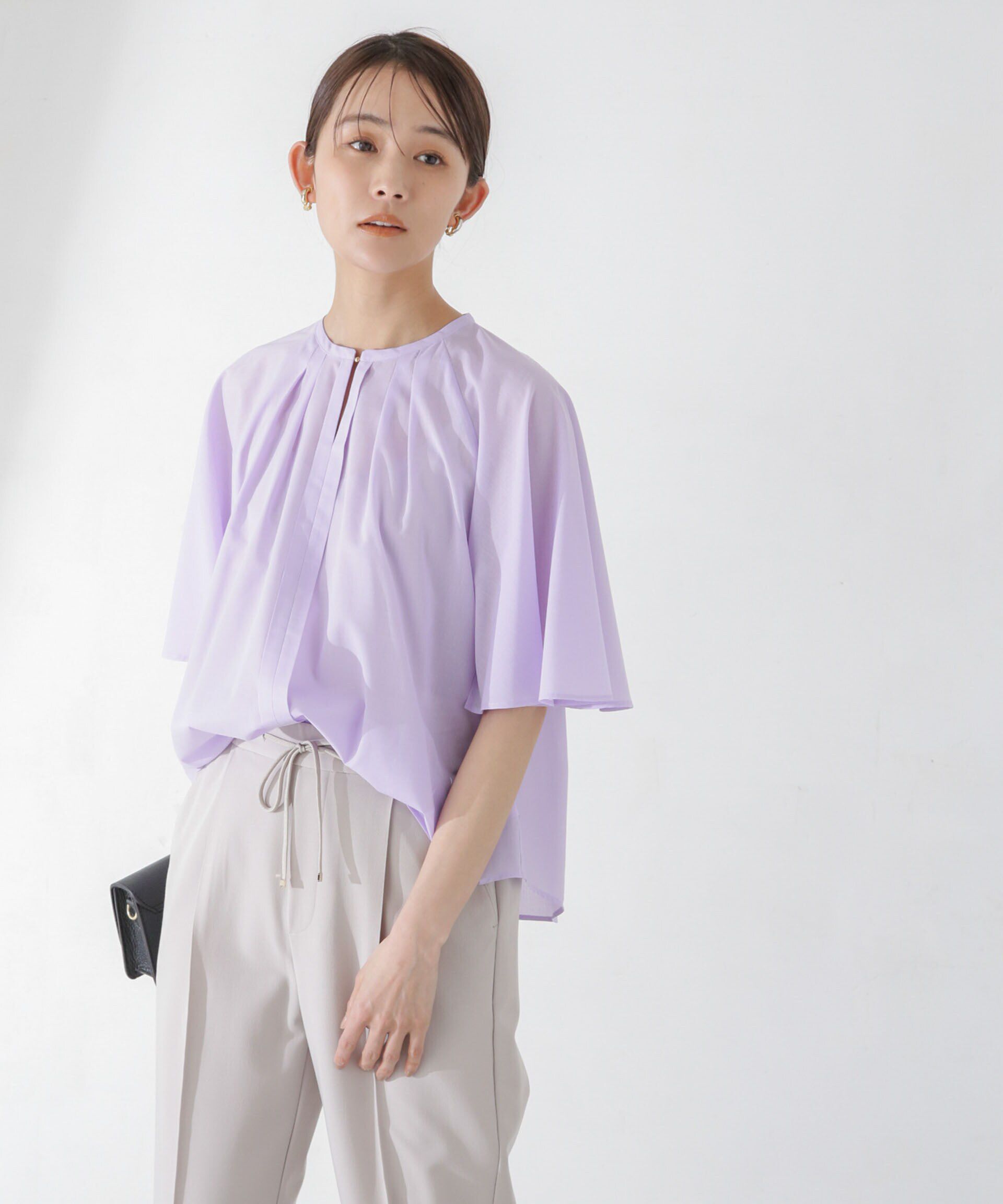 nano･universe「レオファインフレアスリーブブラウス(セットアップ可)」|シャツ・ブラウス|ラベンダー3