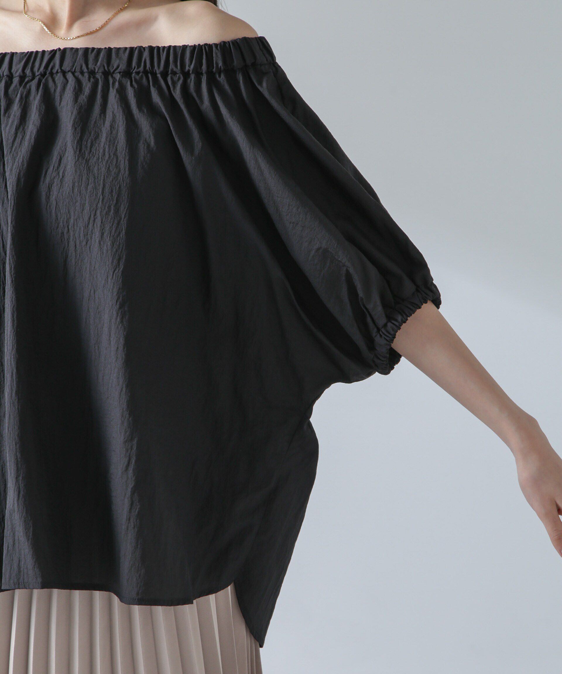 nano･universe「ナイロンタッサーオフショルダーブラウス(セットアップ可）」|シャツ・ブラウス|