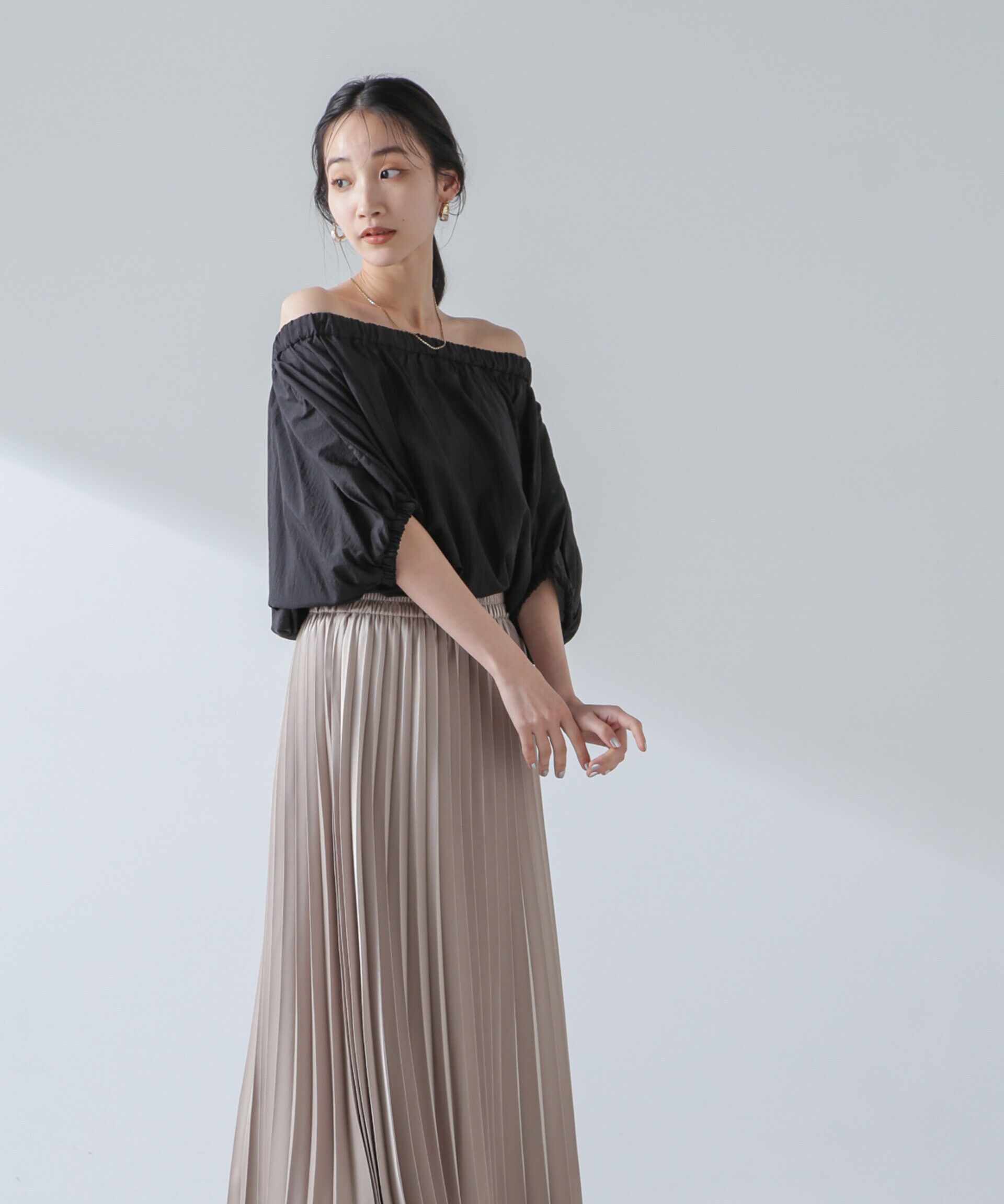 nano･universe「ナイロンタッサーオフショルダーブラウス(セットアップ可）」|シャツ・ブラウス|