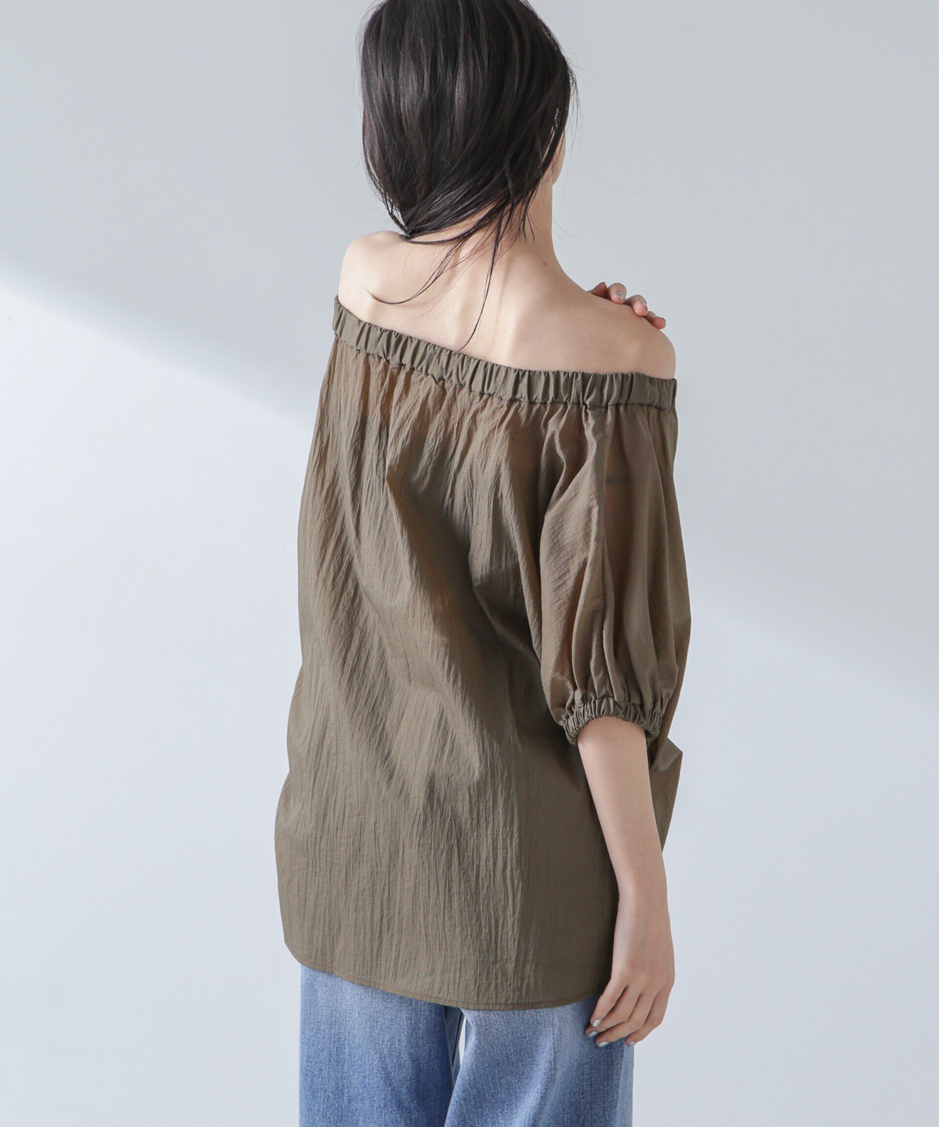 nano･universe「ナイロンタッサーオフショルダーブラウス(セットアップ可）」|シャツ・ブラウス|