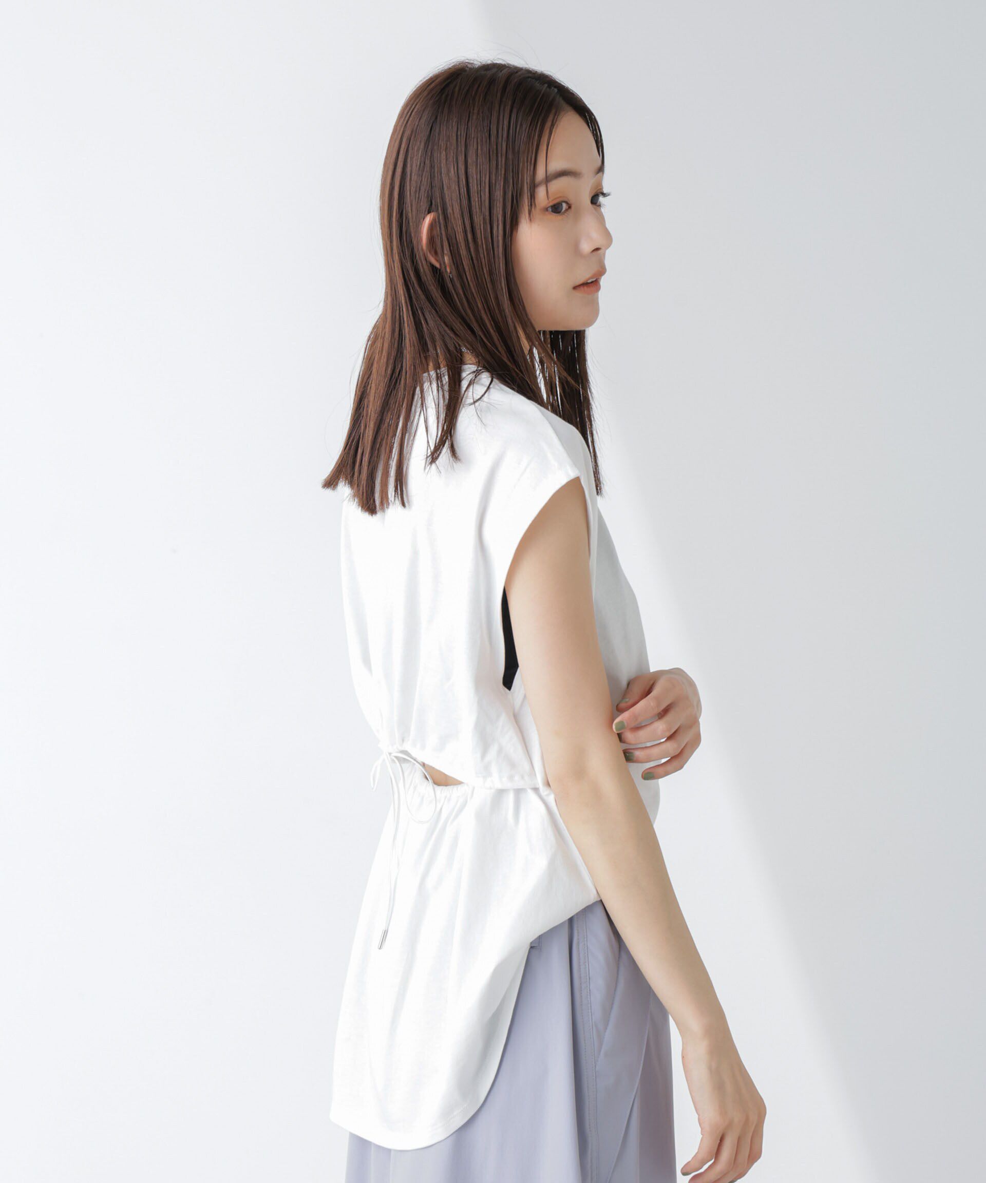 nano･universe「バックギャザーオープンデザイントップス」|Tシャツ・カットソー|